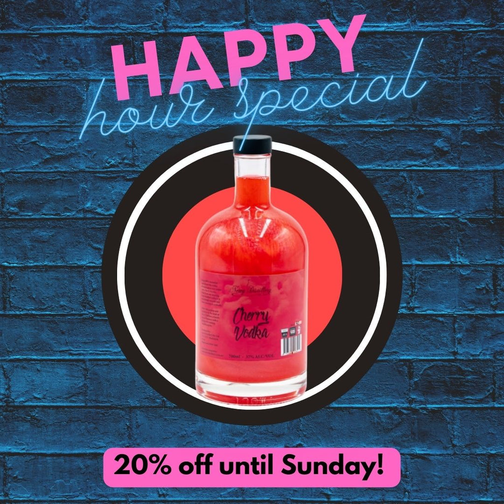HAPPY HOUR WEDNESDAYS ARE BACK! THIS WEEK 20% OFF CHERRY VODKA