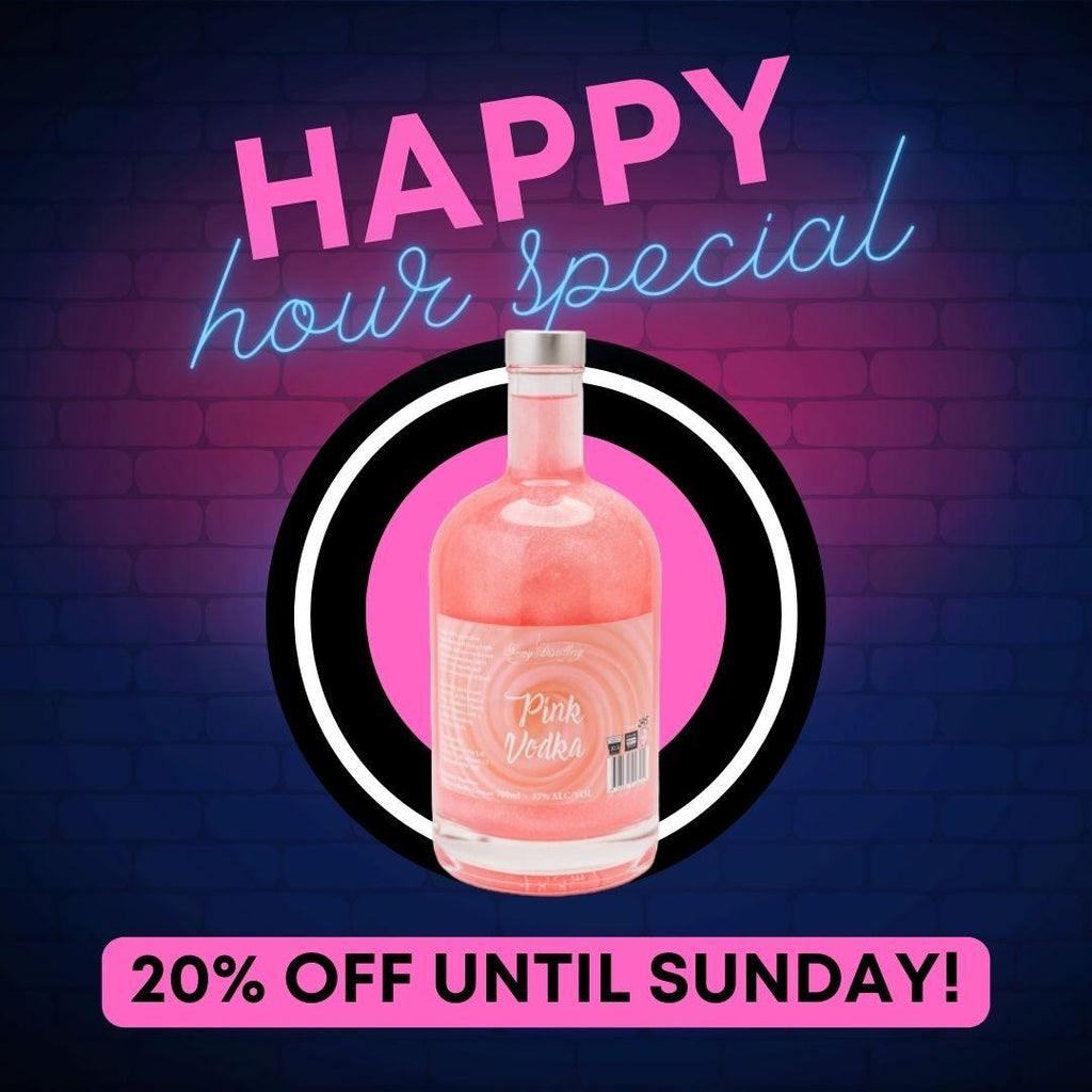 HAPPY HOUR WEDNESDAYS! 20% OFF PINK VODKA!