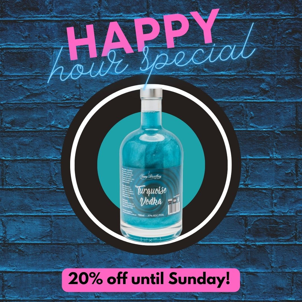 Happy Hour Wednesdays! This Week 20% Off  Turquoise Vodka!