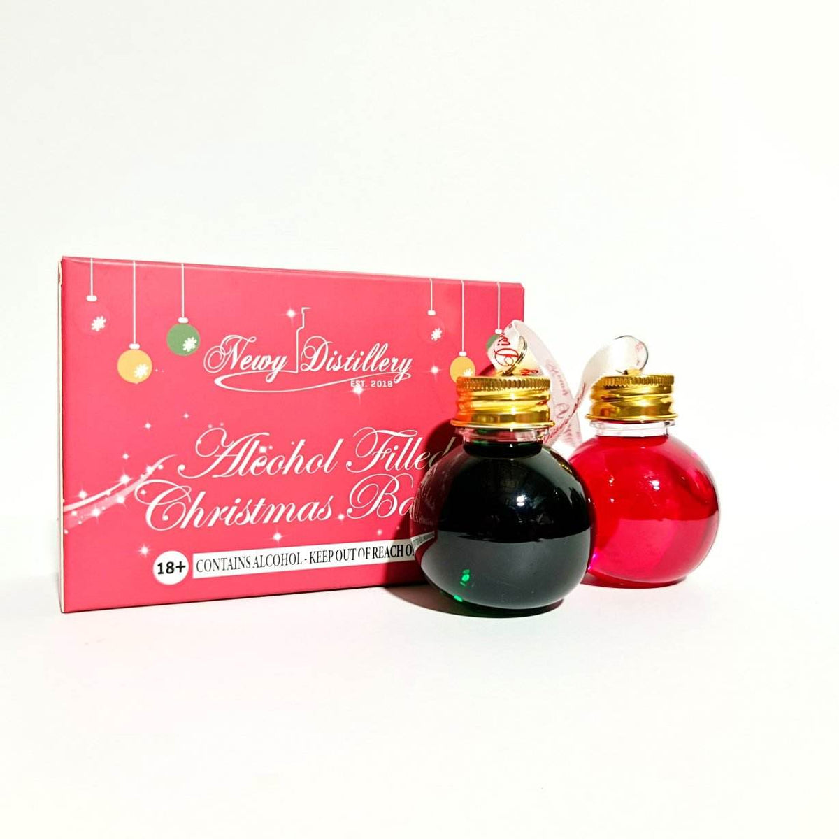 Christmas Flavoured Vodka Baubles 2 Pack - Raspberry and Lime - Newy Distillery