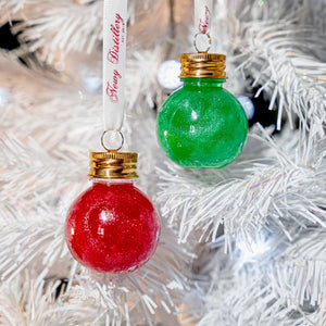 Christmas Gin Shimmer Baubles 2 Pk - Red and Green