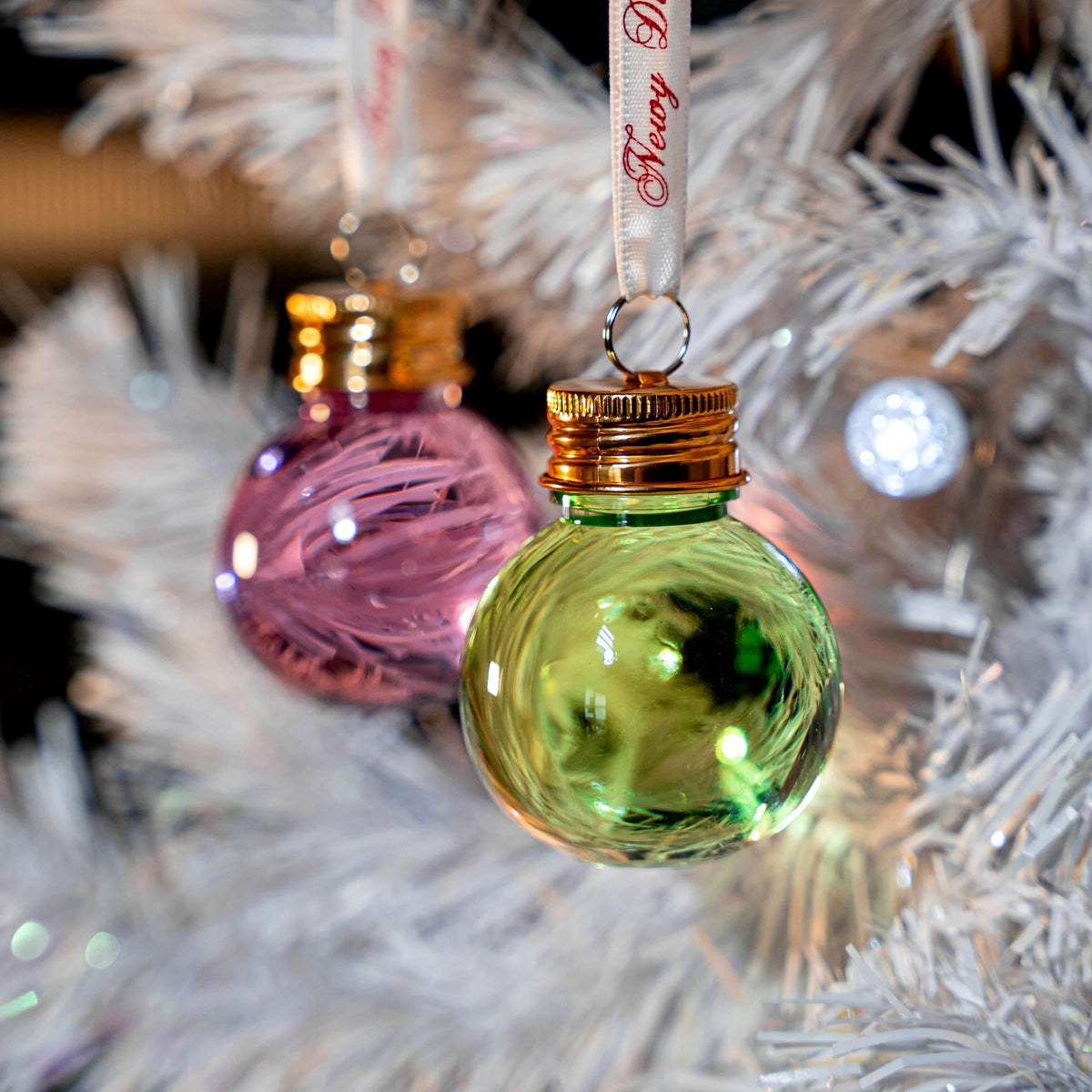 Christmas Flavoured Vodka Baubles 2 Pack - Candy Cane and Vanilla & Peppermint - Newy Distillery