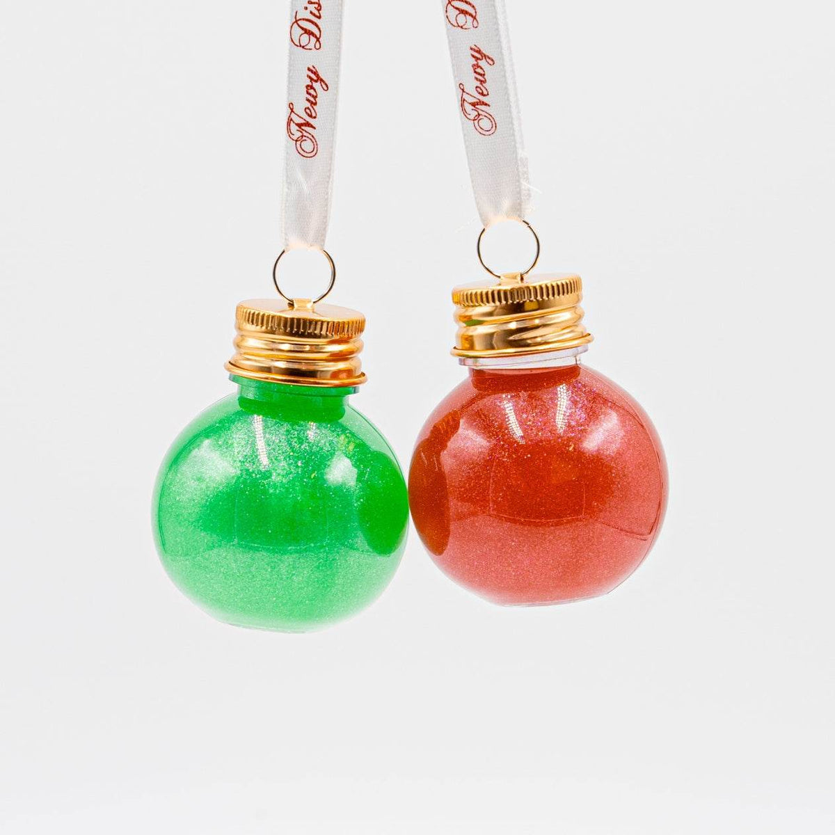 Christmas Gin Shimmer Baubles 2 Pk - Red and Green - Newy Distillery