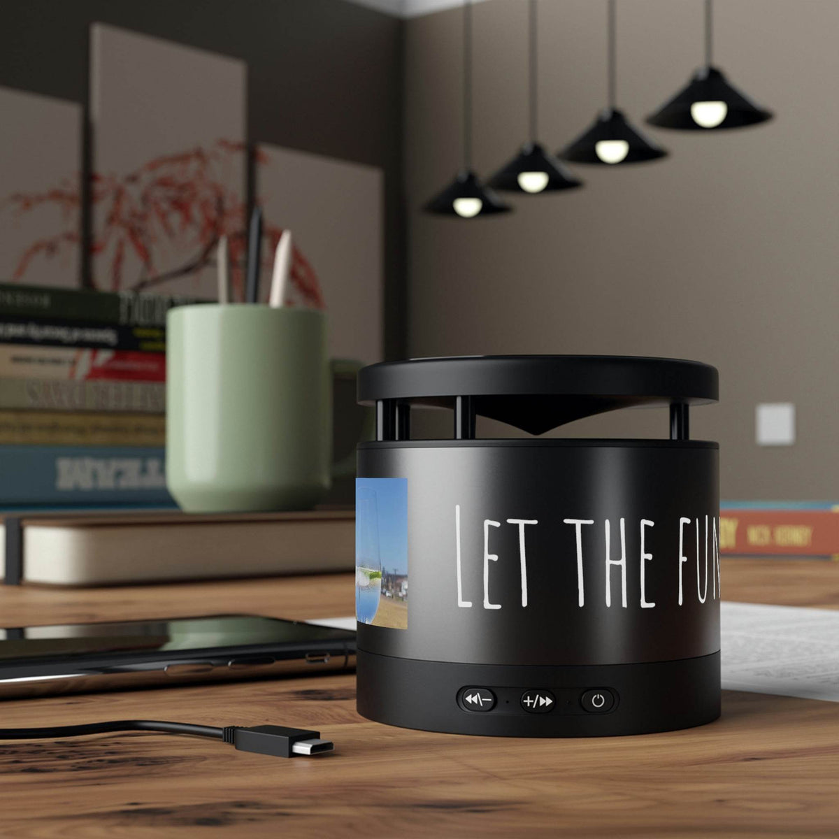 Newy Let The Fun BE GIN! - Metal Bluetooth Speaker and Wireless Charging Pad