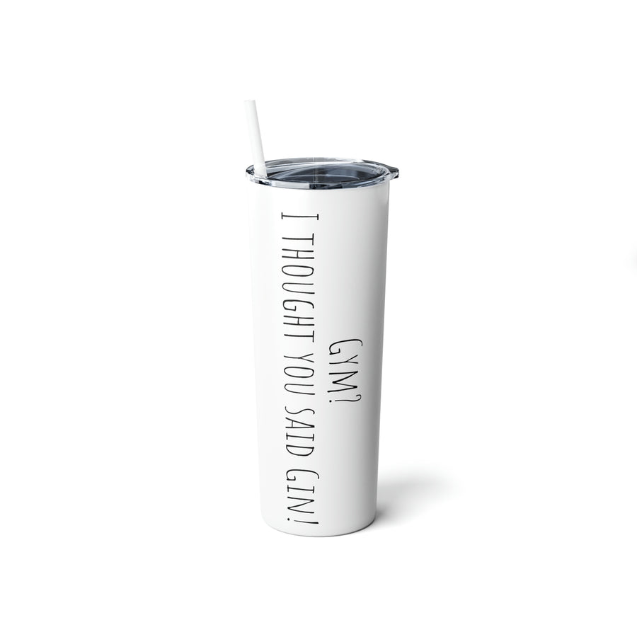 Gin Skinny Steel Tumbler with Straw, 600ml