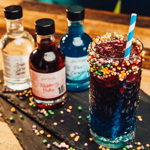 Fruit tingle Cocktail Kit by Newy distillery. 3x 200ml bottles and fruit tingle cocktail decorated with nerds!