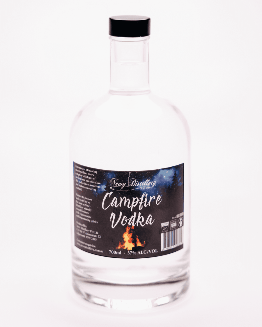 Newy Distillery Campfire Vodka. Marshmallow flavoured vodka. 700ml bottle.