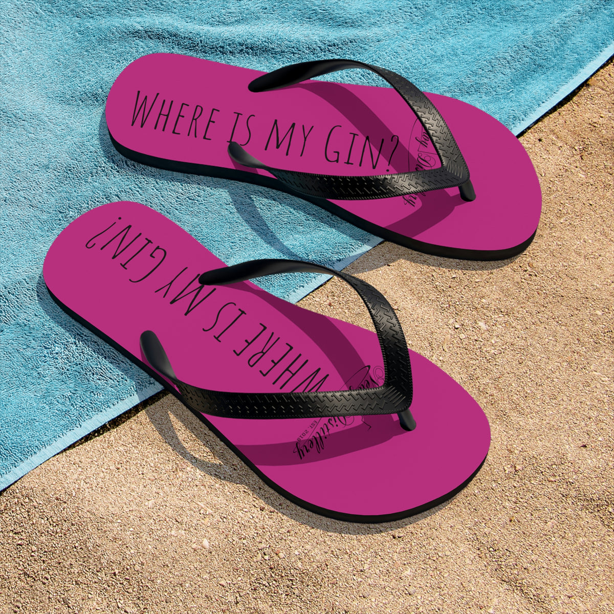Where is my Gin? (Pink) Unisex Flip-Flops