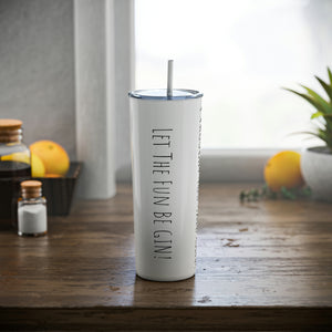 Gin Skinny Steel Tumbler with Straw, 600ml